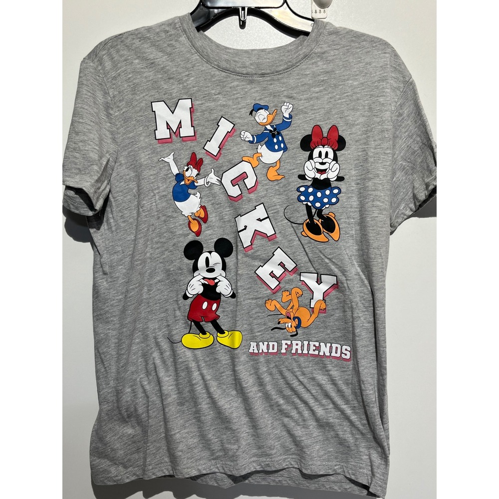 Disney Mickey and Friends Heather Gray Graphic T-Shirt Womens XS Crew Neck Tee